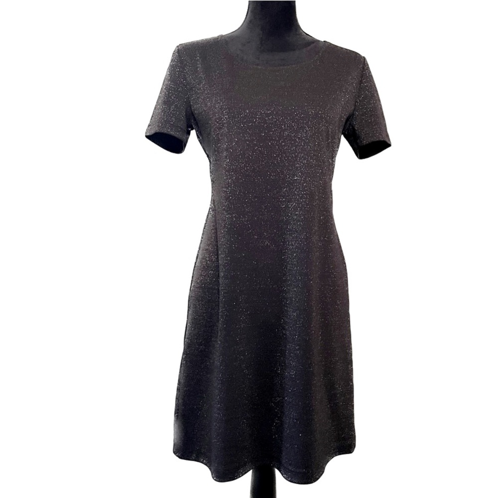 WHIRLAWAY FROCKS Vintage Black Sparkle Sz 8P Swing Dress